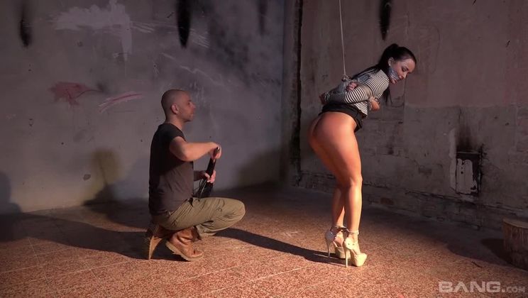 Daphne Klyde's Dom cuts holes in her shirt to expose her nipples